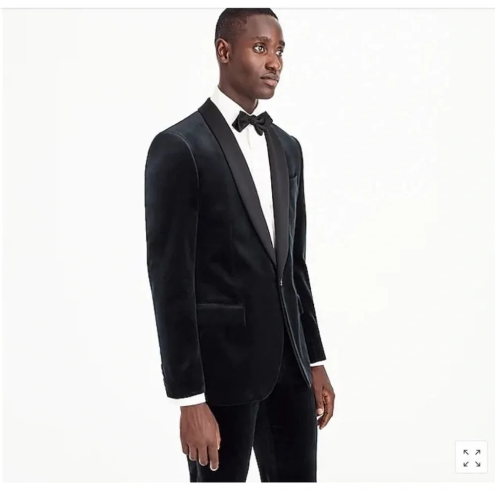 J. Crew Ludlow Satin Shawl Collar Velvet Blazer Black blue wedding formal suit